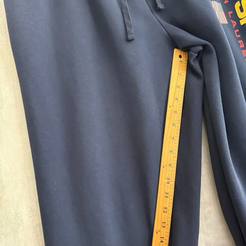 Polo Sport Ralph Lauren Jogger Pants Mens 2XB 40x28 Navy Yellow USA Flag Fleece - Picture 11 of 15